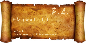 Pöpperl Lili névjegykártya